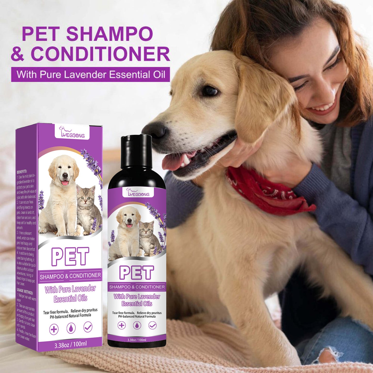 Pet Shampoo Pet Bath Relieves Skin Itching Softens Hair Non-Knotting Shampoo