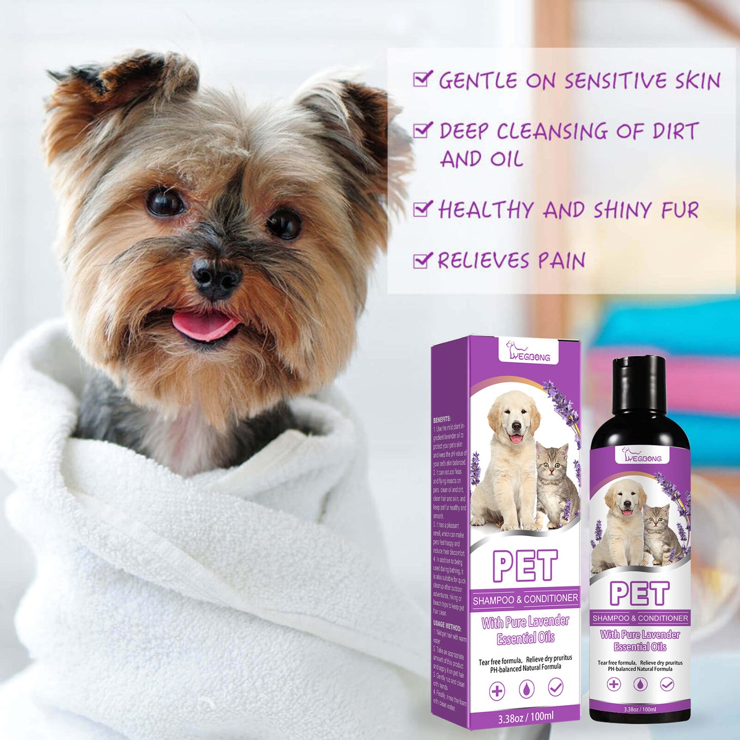 Pet Shampoo Pet Bath Relieves Skin Itching Softens Hair Non-Knotting Shampoo
