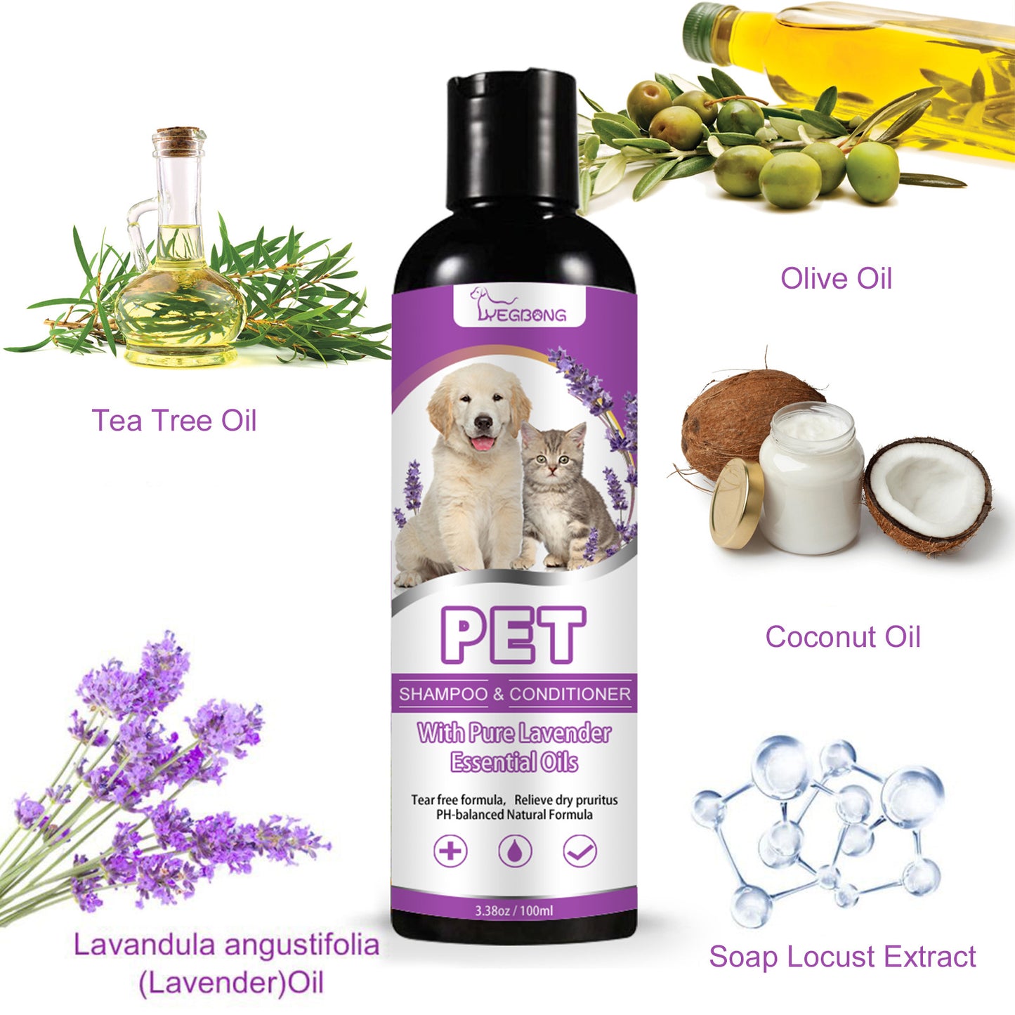 Pet Shampoo Pet Bath Relieves Skin Itching Softens Hair Non-Knotting Shampoo